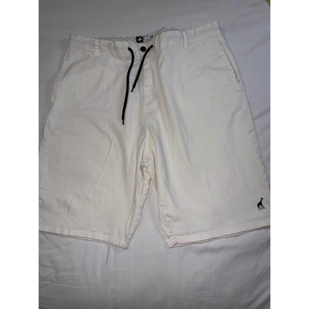 LRG Lifted Research Group Mens Chino Shorts White Giraffe Logo Size 42 Stretch